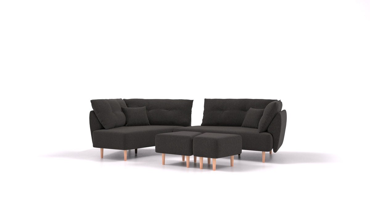 Diagon, modulares Sofa von FEYDOM im Stoff Icon IC-99 Umbra, helle Füße