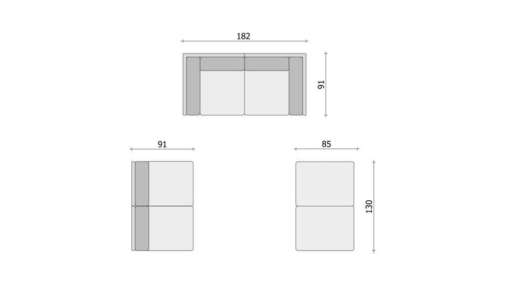 Clooods 4S2+ &ndash; Zweisitzer + 2x Sessel + 2x Hocker