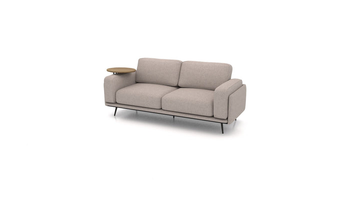 OIKO Dreisitzer mit Holz-Beistelltisch, modulares Sofa von FEYDOM im Stoff Velare ET-15 Light Grey