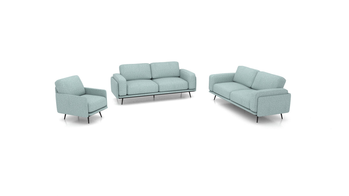 OIKO L, modulares Sofa von FEYDOM im Stoff Alure DE-75 Pastel Blue