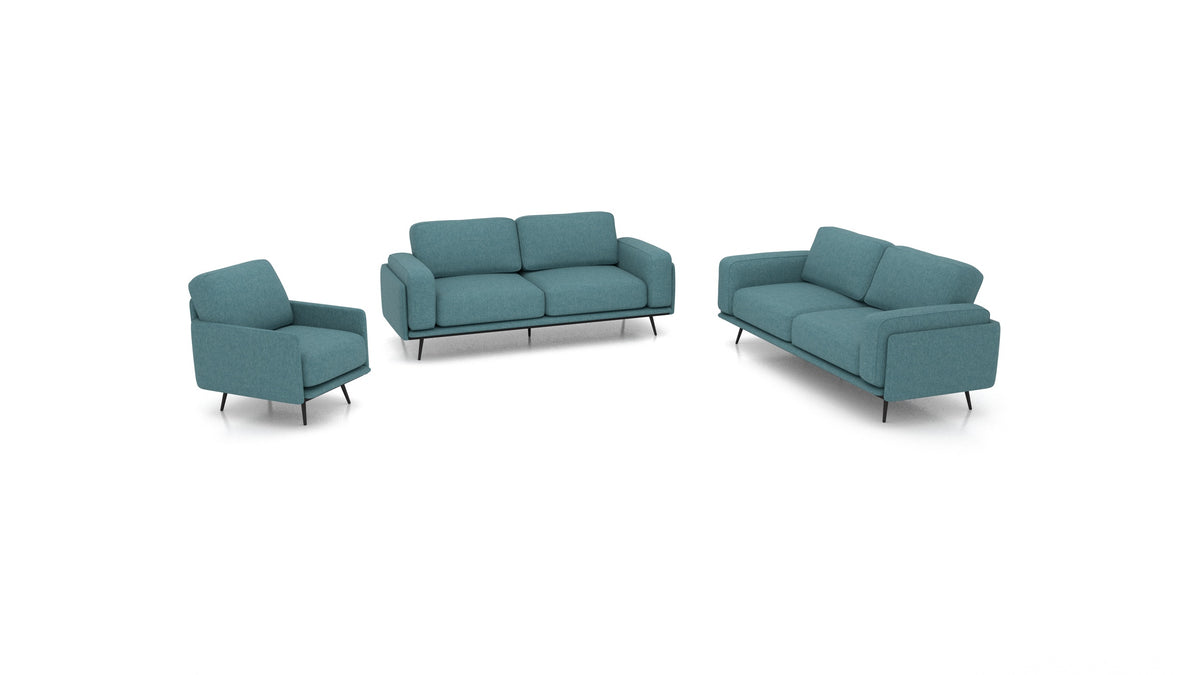 OIKO L, modulares Sofa von FEYDOM im Stoff Velare ET-16 Turquoise