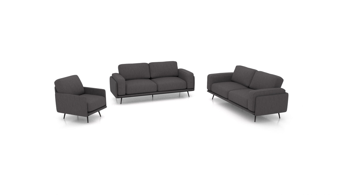 OIKO L, modulares Sofa von FEYDOM im Stoff Mollia FF-12 Dark Grey