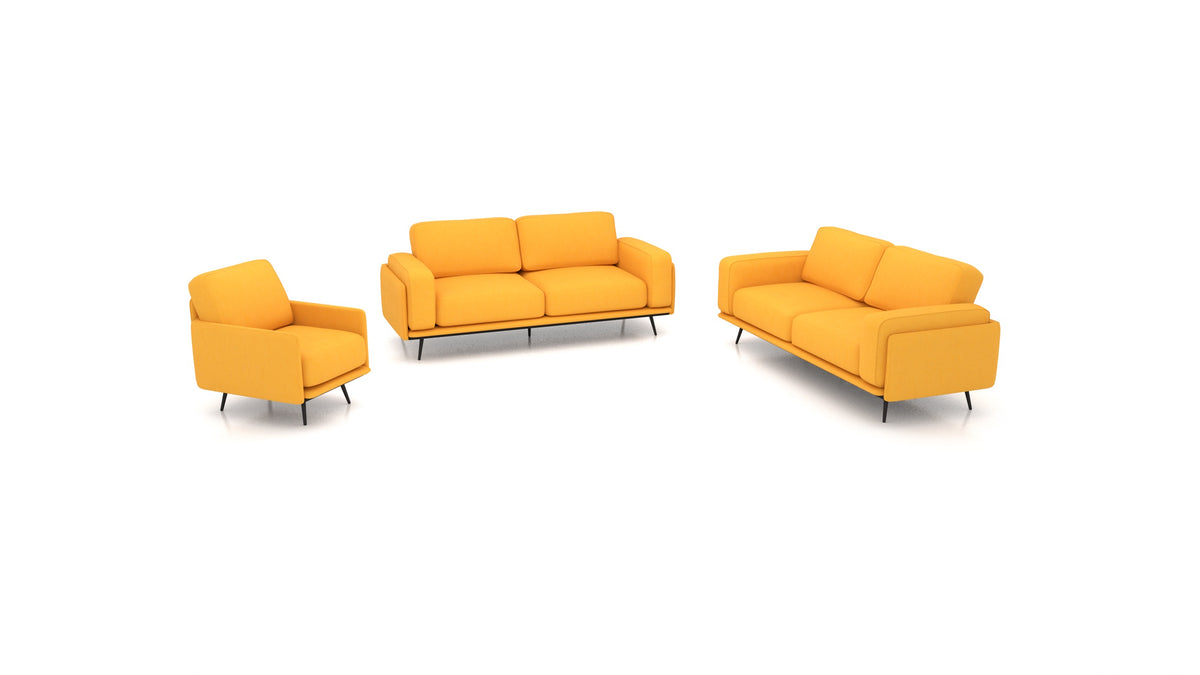 OIKO L, modulares Sofa von FEYDOM im Stoff Mollia FF-16 Yellow
