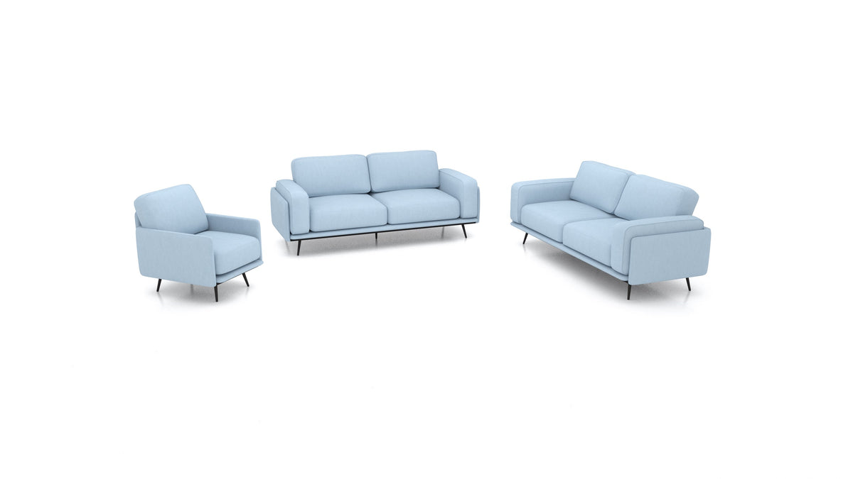 OIKO L, modulares Sofa von FEYDOM im Stoff Mollia FF-19 Pastel Blue