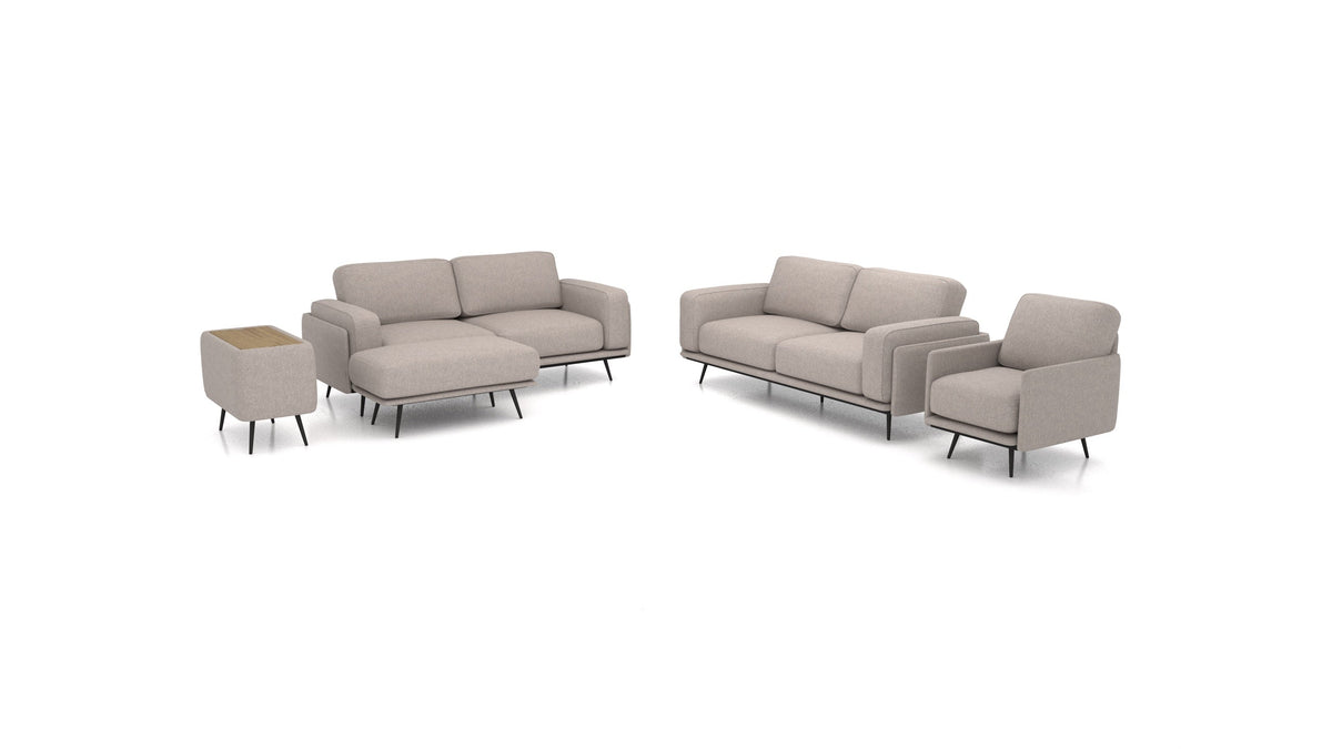 OIKO L+, modulares Sofa von FEYDOM im Stoff Velare ET-15 Light Grey