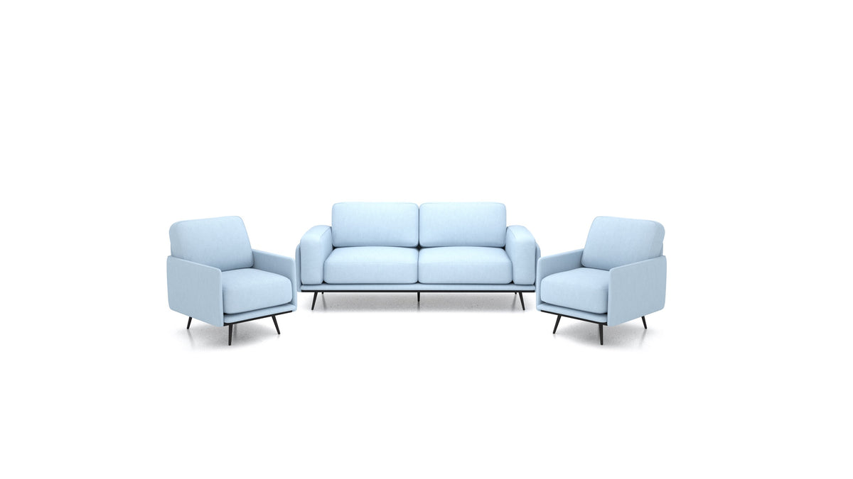 OIKO M, modulares Sofa von FEYDOM im Stoff Mollia FF-19 Pastel Blue