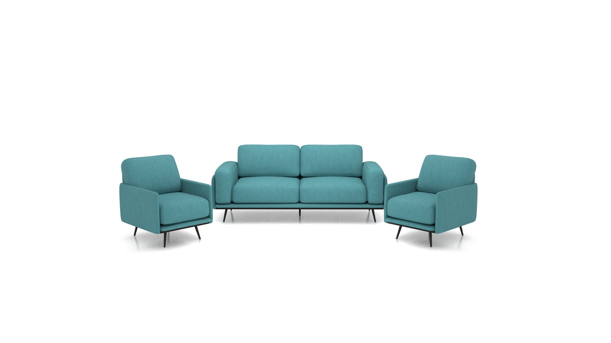 OIKO M, modulares Sofa von FEYDOM im Stoff Mollia FF-20 Turquoise