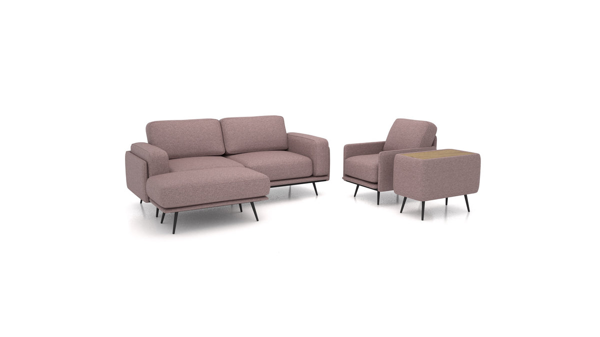OIKO M+, modulares Sofa von FEYDOM im Stoff Icon IC-69 Marmo, dunkles Holz