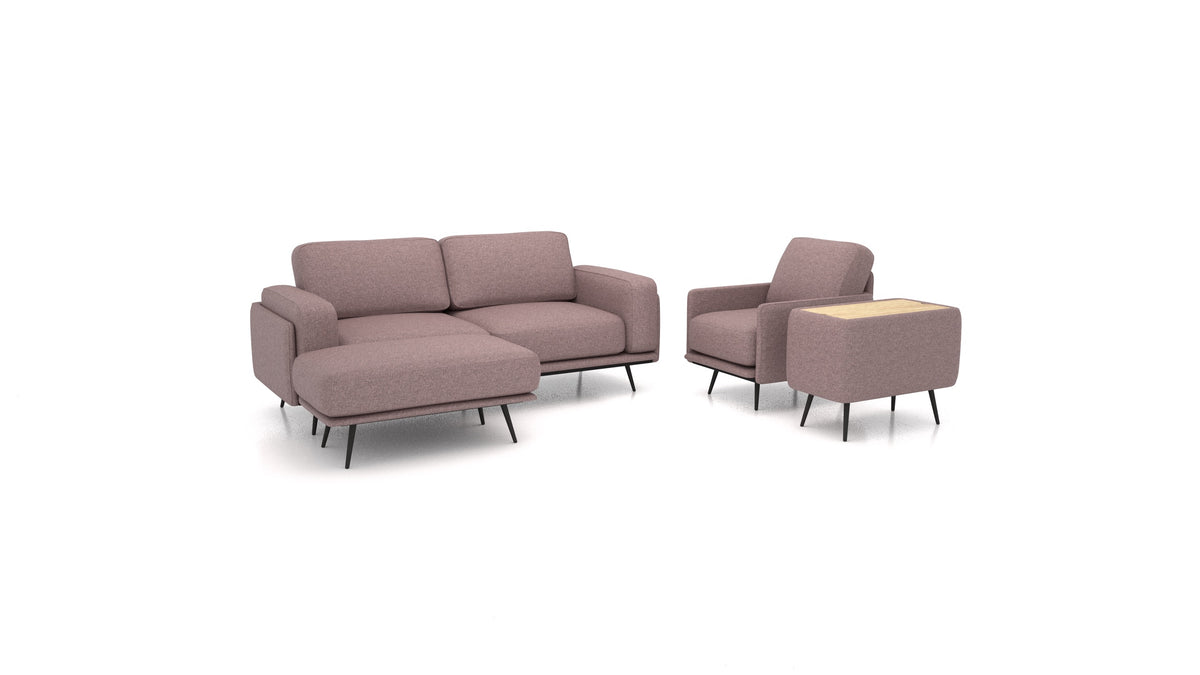 OIKO M+, modulares Sofa von FEYDOM im Stoff Icon IC-69 Marmo, helles Holz