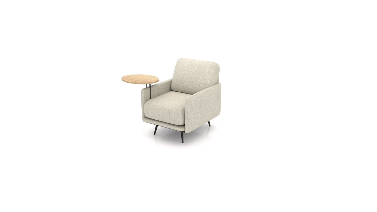 OIKO Sessel+ mit Holz-Beistelltisch, modulares Sofa von FEYDOM im Stoff Alure DE-09 Natur, helles Holz