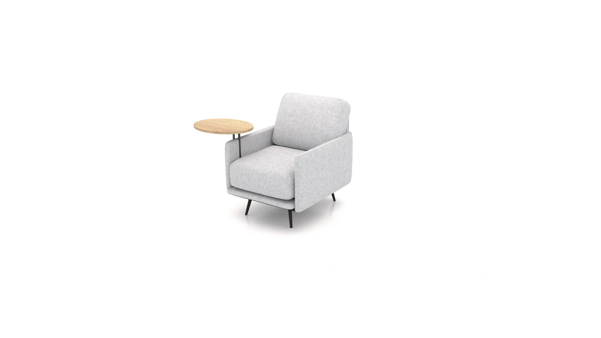 OIKO Sessel+ mit Holz-Beistelltisch, modulares Sofa von FEYDOM im Stoff Velare ET-90 Light Aquamarine, helles Holz