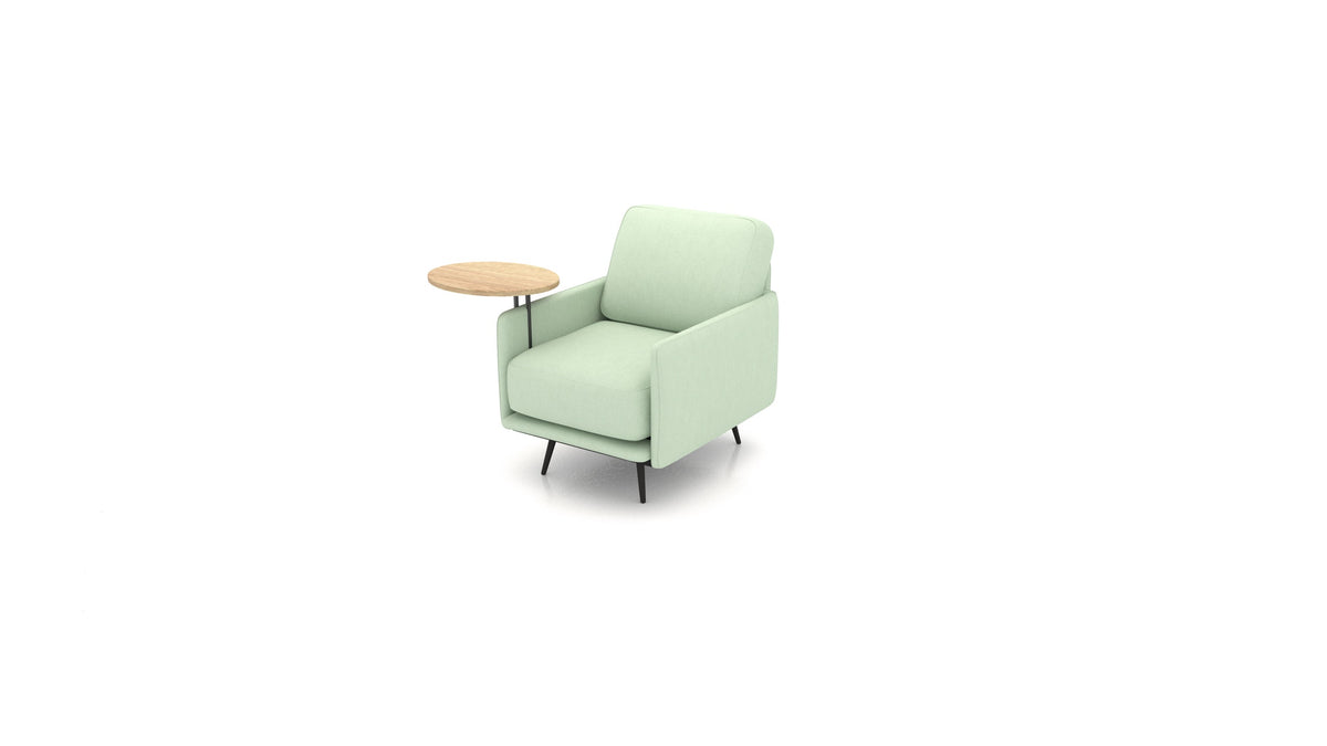 OIKO Sessel+ mit Holz-Beistelltisch, modulares Sofa von FEYDOM im Stoff Mollia FF-18 Mint, helles Holz