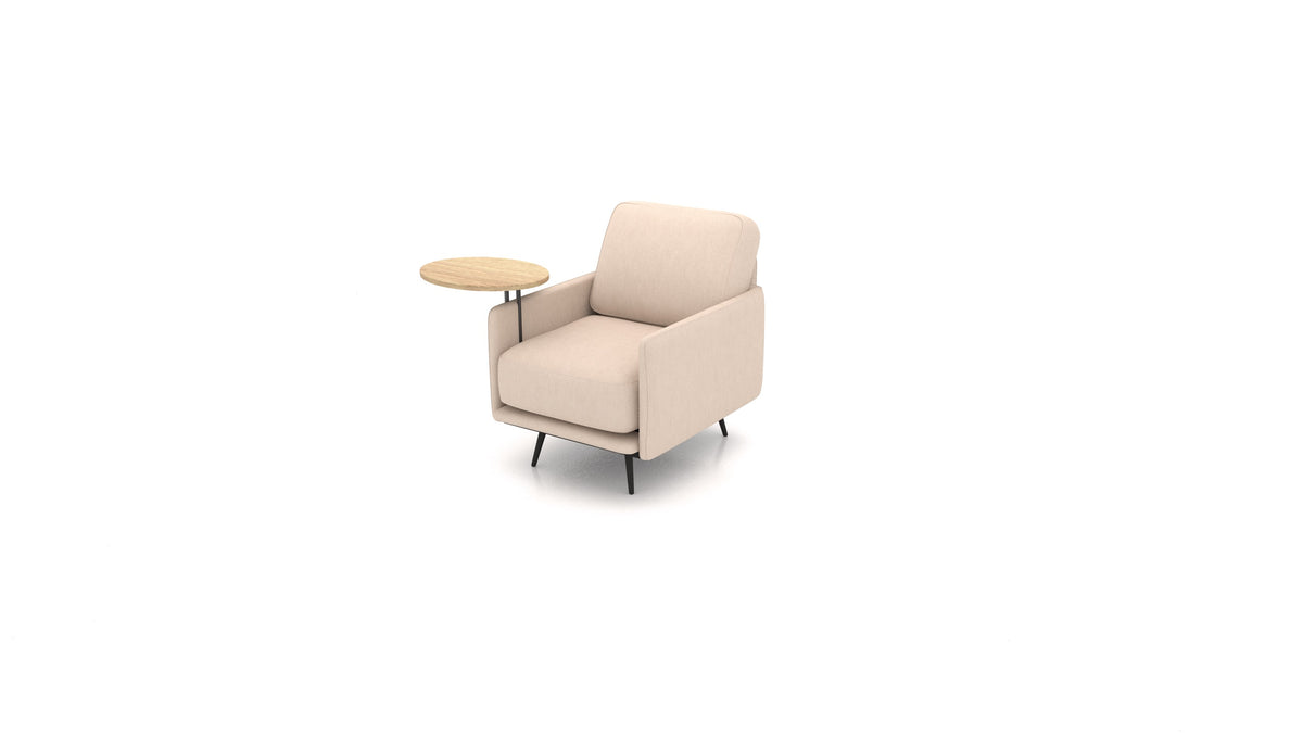 OIKO Sessel+ mit Holz-Beistelltisch, modulares Sofa von FEYDOM im Stoff Mollia HC-03 Honey, helles Holz