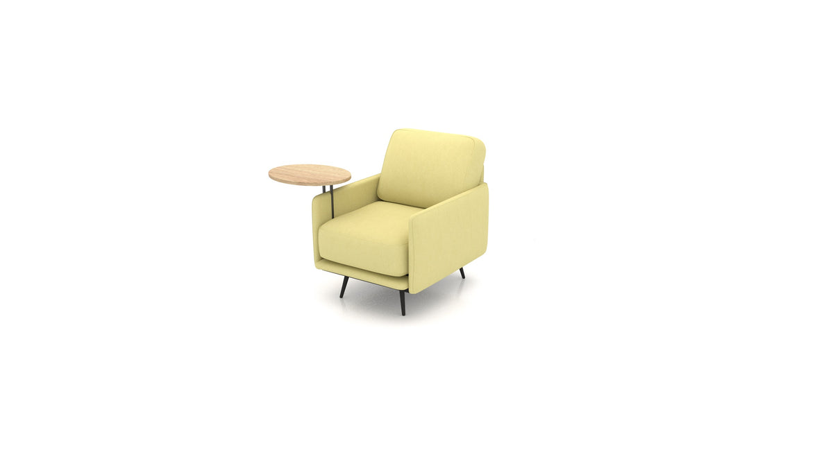 OIKO Sessel+ mit Holz-Beistelltisch, modulares Sofa von FEYDOM im Stoff Mollia HC-09 Grass Green, helles Holz