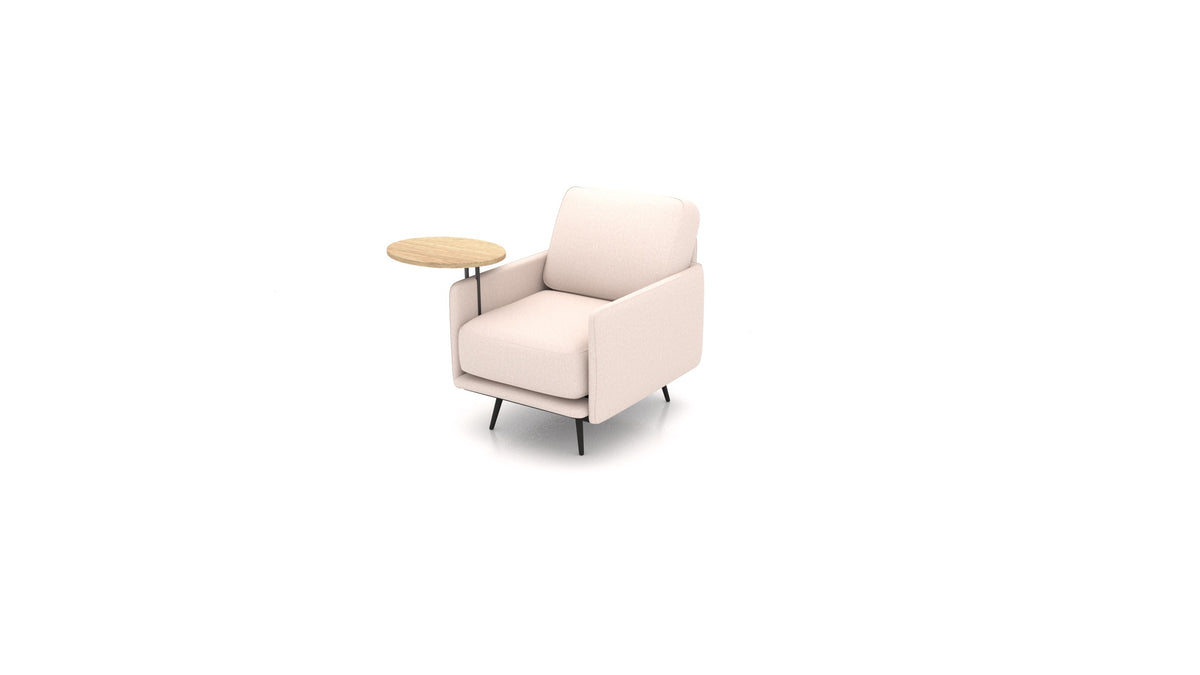 OIKO Sessel+ mit Holz-Beistelltisch, modulares Sofa von FEYDOM im Stoff Hygge HG-04 Natur, helles Holz