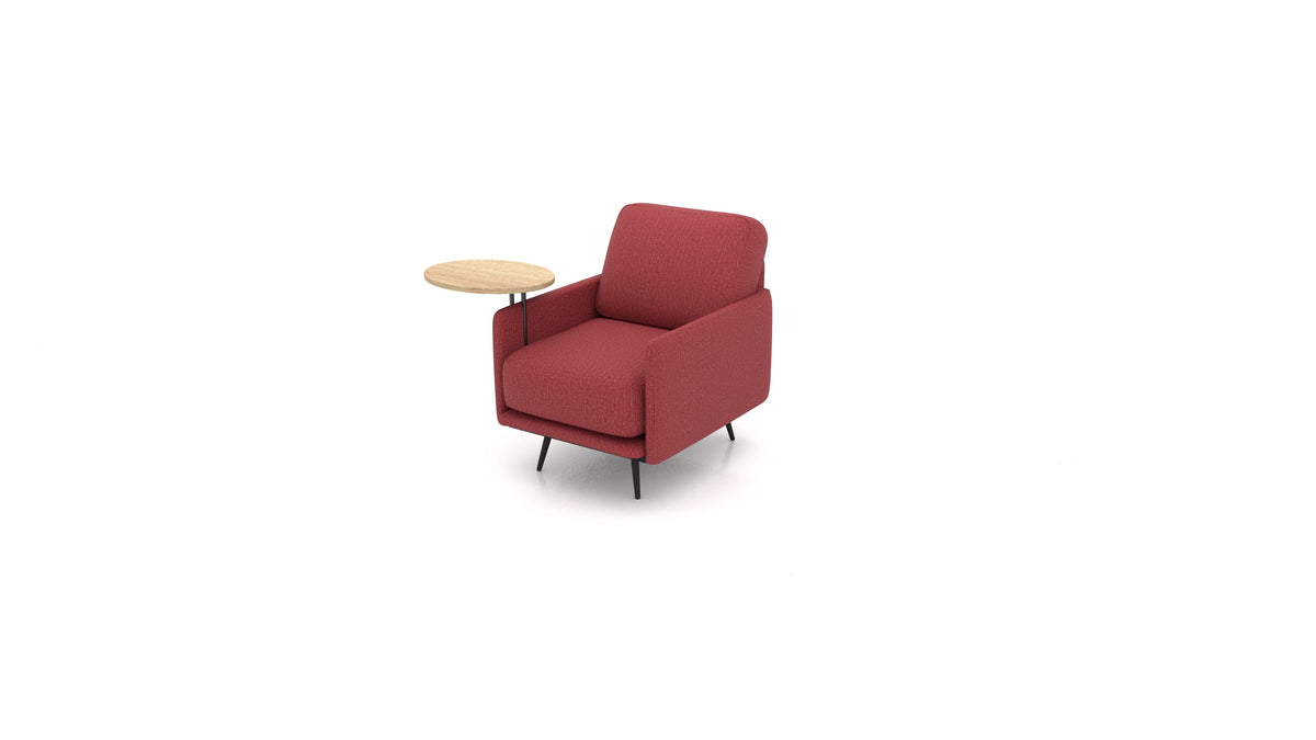 OIKO Sessel+ mit Holz-Beistelltisch, modulares Sofa von FEYDOM im Stoff Heim HM-58 Cherry, helles Holz