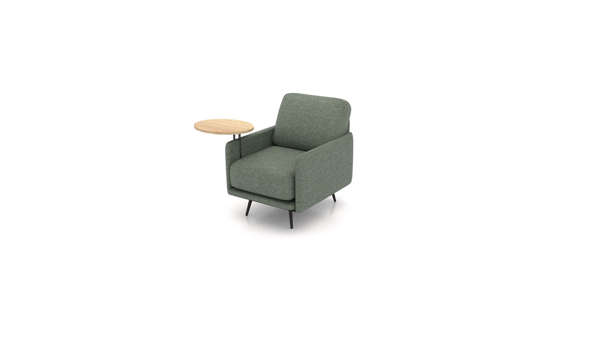 OIKO Sessel+ mit Holz-Beistelltisch, modulares Sofa von FEYDOM im Stoff Icon IC-39 Forest, helles Holz