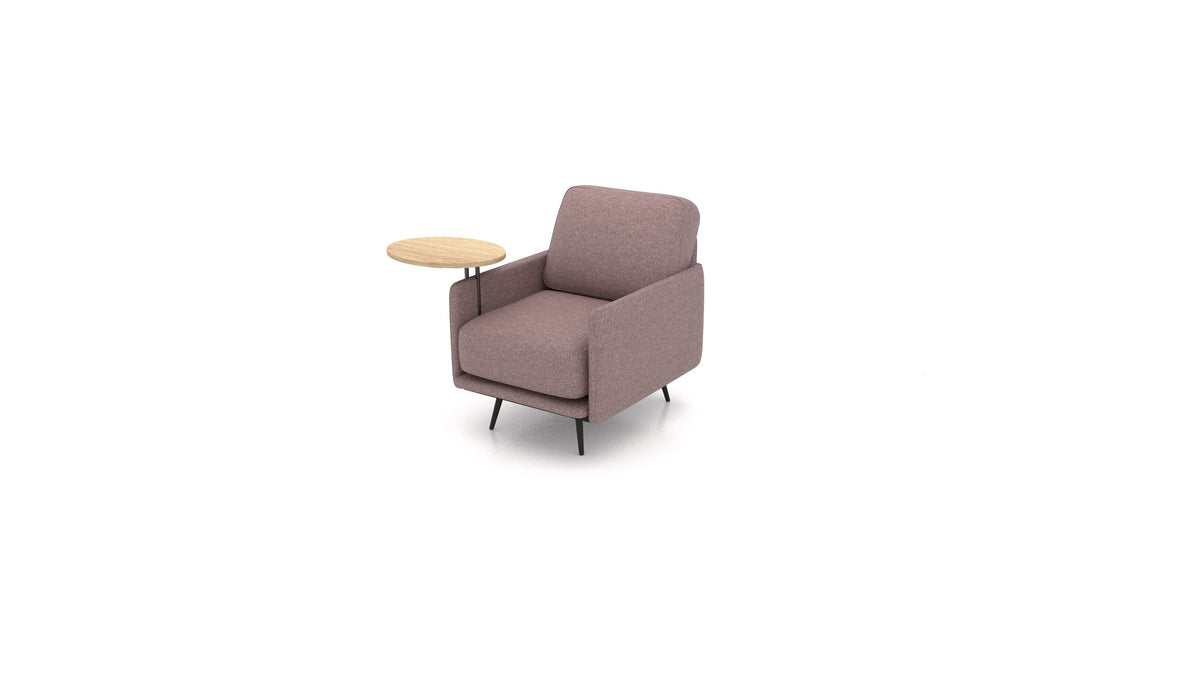 OIKO Sessel+ mit Holz-Beistelltisch, modulares Sofa von FEYDOM im Stoff Icon IC-69 Marmo, helles Holz