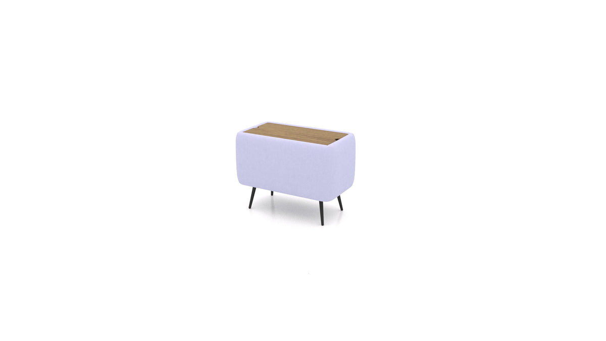 OIKO Tisch mit Stauraum, Sofa-Modul von FEYDOM im Stoff Mollia FF-17 Lavander, dunkles Holz