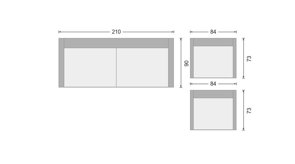 OIKO M &ndash; Dreisitzer + 2x Sessel