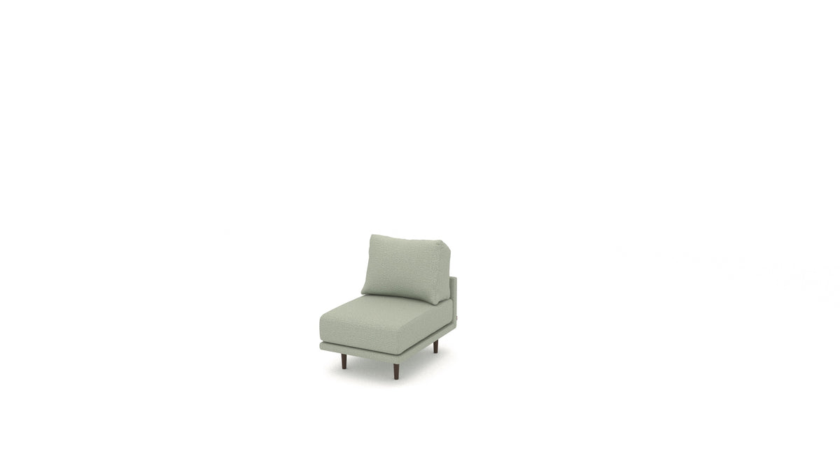 Sessel Clooods, Rückenlehne von FEYDOM im Stoff Heim HM-34 Jade, dunkle Füße