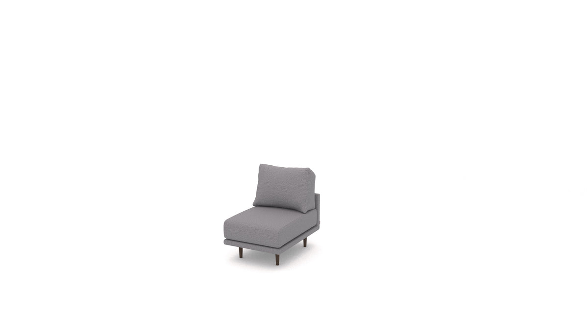 Sessel Clooods, Rückenlehne von FEYDOM im Stoff Heim HM-95 Medium Grey, dunkle Füße