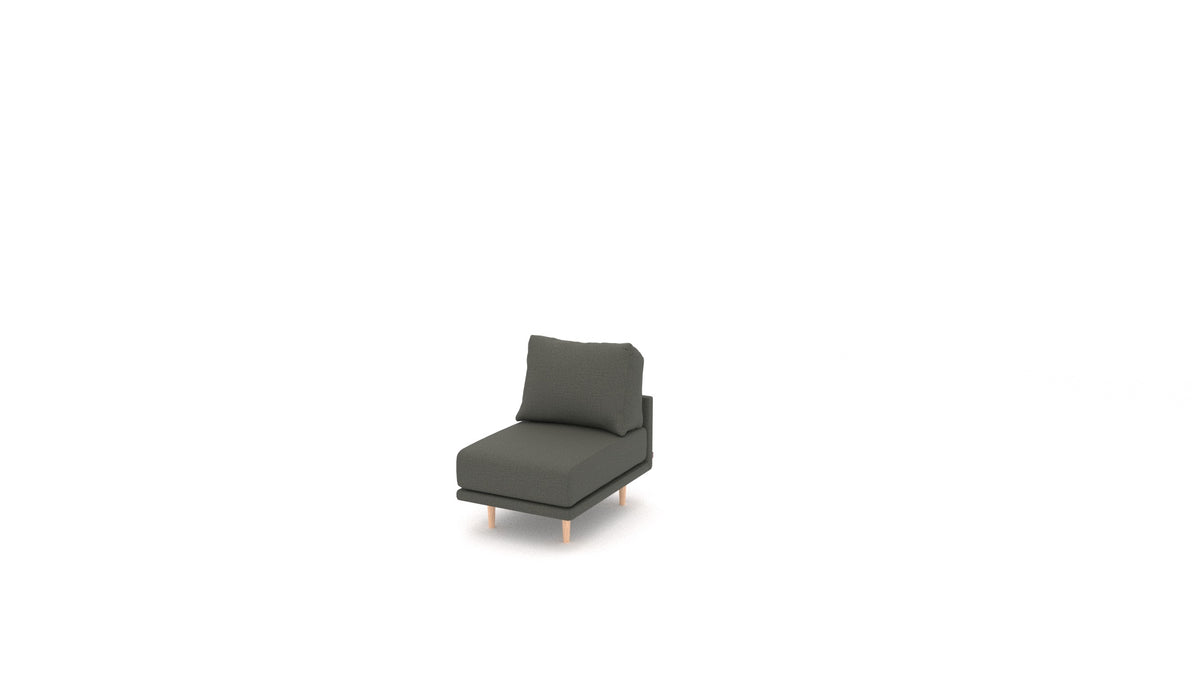 Sessel Clooods, Rückenlehne von FEYDOM im Stoff Heim HM-98 Dark Grey, helle Füße